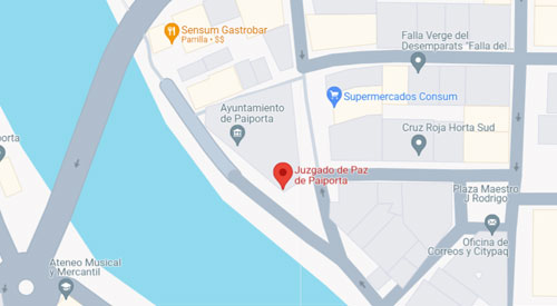 localizar registro civil y juzgado de paz de Paiporta Valencia