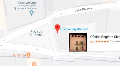 situación del Registro Civil de Xativa